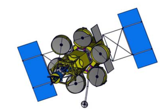 Thales satellite in deployed configuration (baffle is missing)